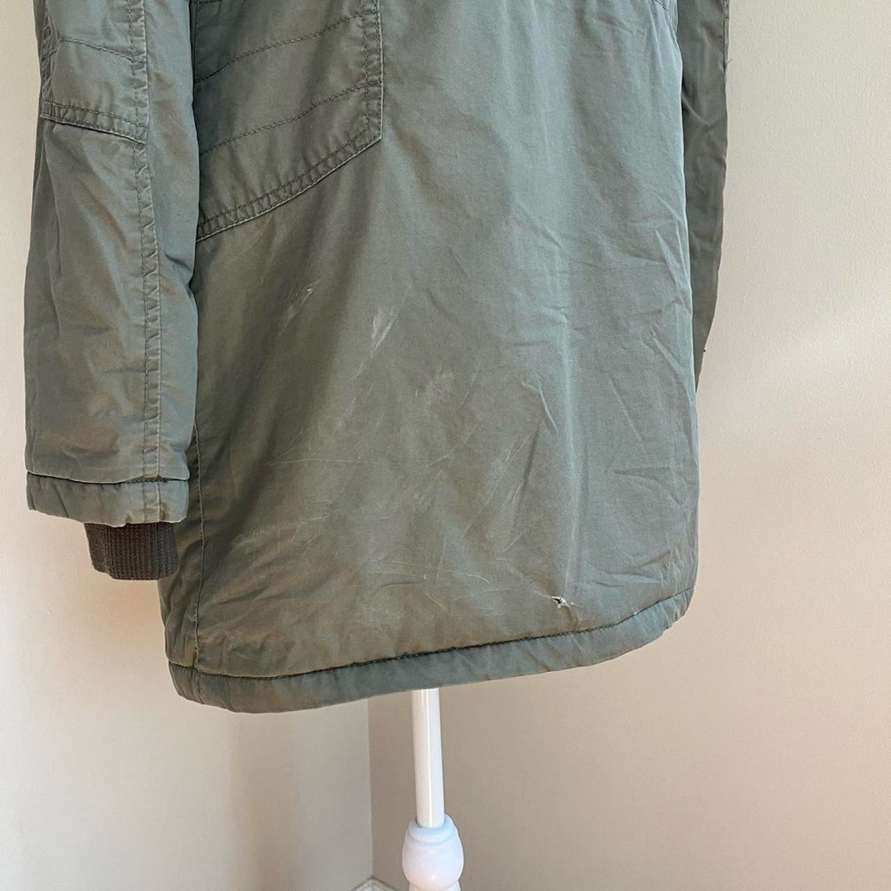 Vintage Y2K Bella Swan Green Fur Trim Military Cargo Parka Coat Jacket Hoodie M - Picture 10 of 14